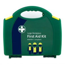 A large workplace first aid kit in green which is BS8599-1 compliant.