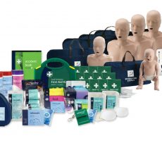 A full instructors training kit featuring 5 manikins from child to adult, a full first aid kit and extras.